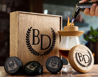 Personalized Whiskey Smoker Gift Set for Him, Premium Oak Cocktail Kit