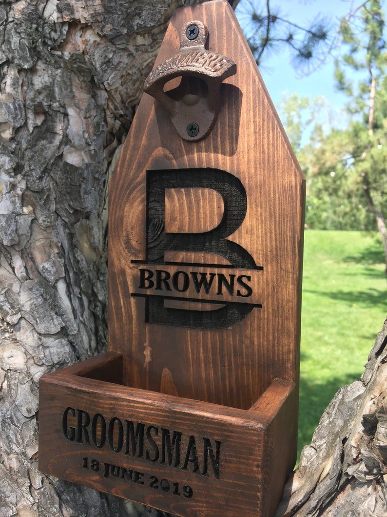 Personalized Beer Bottle Opener with cap catcher for Groomsmen gift, groomsmen proposal, Best Man Gift, Groomsmen Gifts Party Favors image 9