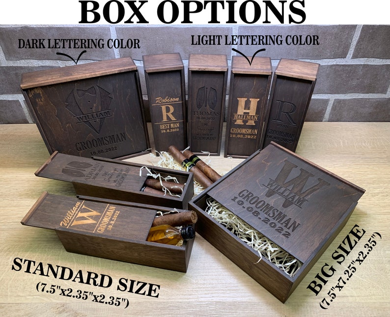 Groomsmen proposal box will you be my groomsman, Best man proposal, bachelor party, Father of bride gift, Cigar gift box, Keepsake box image 5