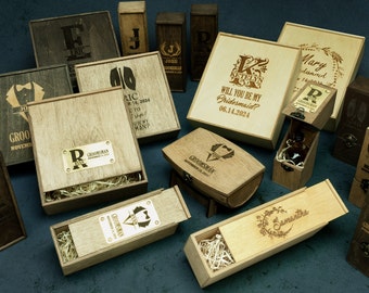Cigar Gift Box for Groomsmen Proposal Gift, Custom Gift Box for Groomsmen, Personalized Gift Box, Wooden Gift Box for Groomsmen Proposal
