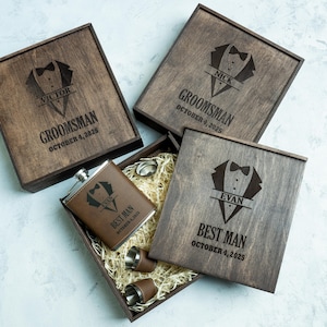Best Man Gift Box, Personalized Flask Set, Personalized Wedding Party Gift, Usher Ask Gift, Bachelor Party Favors, Groomsman Thank You Gift