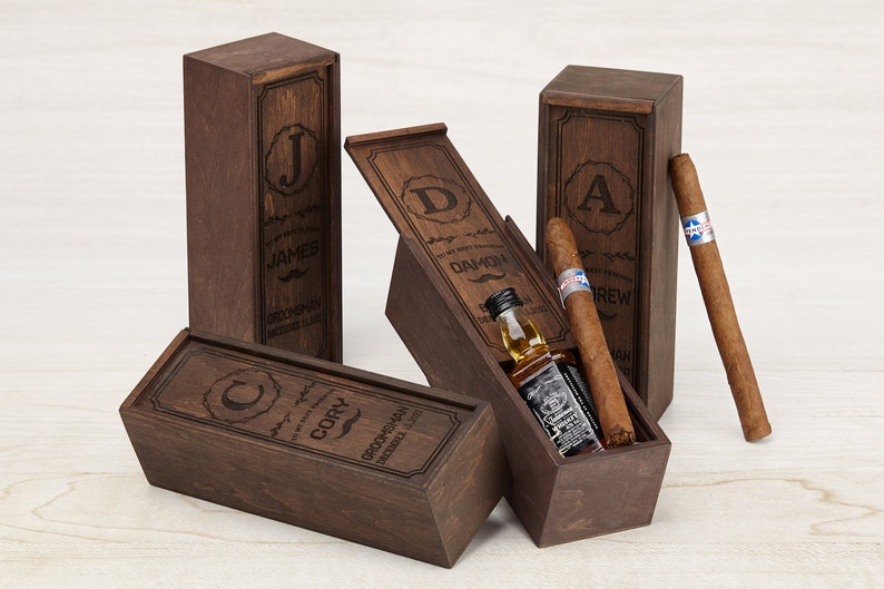 Groomsmen proposal box will you be my groomsman, Best man proposal, bachelor party, Father of bride gift, Cigar gift box, Keepsake box image 3