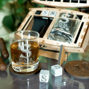 Groomsmen Gifts Personalized Whiskey Glasses in ructic wooden barrel Groomsman Proposal Box, Groomsmen Gift Set Box