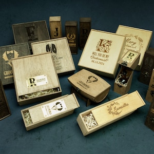 Personalized Name Groomsmen Wooden Box, Best Man Empty Gift Box for Groomsmen Proposal or Groomsmen Favors, Monogrammed Gift Box