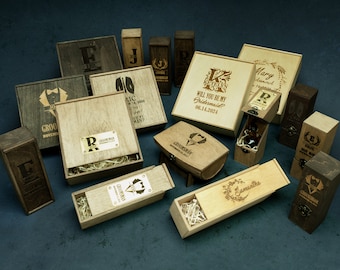 Boîte en bois personnalisée avec nom de garçons d'honneur, boîte-cadeau vide témoin pour proposition de garçons d'honneur ou faveurs de garçons d'honneur, boîte-cadeau à monogramme