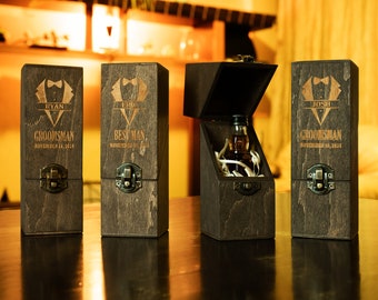 Personalized Wooden Alcohol Gift Box: Groomsmen Proposal