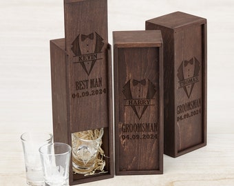 Groomsmen Shot Glasses Gif Box for Wedding Day, Unique Groomsmen Proposal Gift Box for Bachelor Party, Wedding Favors Box, Best Man Gift Box