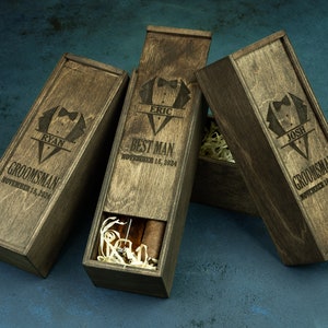 Groomsmen proposal gift box - will you be my groomsman, Best man proposal, Father of the bride gift, Cigar gift box, Keepsake wooden box