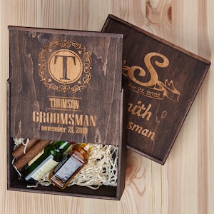 Groomsmen Gift Box with shot glasses for Groomsman Invitation, Personalized Shot Glasses Set in Gift Box for Bachelor Party gift