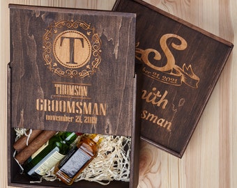 Groomsmen Gift Box with shot glasses for Groomsman Invitation, Personalized Shot Glasses Set in Gift Box for Bachelor Party gift