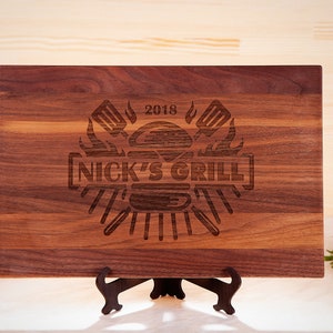 Grill Gift BBQ Gift Personalized Cutting Board, Christmas gift for Dad, Fathers day gift, Grilling Lover Gift, Grill Gift for Him, 414 image 3