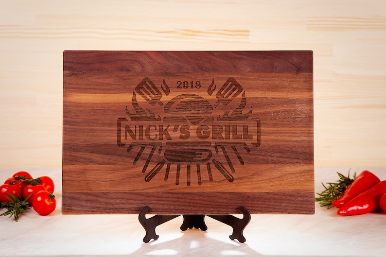 Grill Gift BBQ Gift Personalized Cutting Board, Christmas gift for Dad, Fathers day gift, Grilling Lover Gift, Grill Gift for Him, 414 image 3