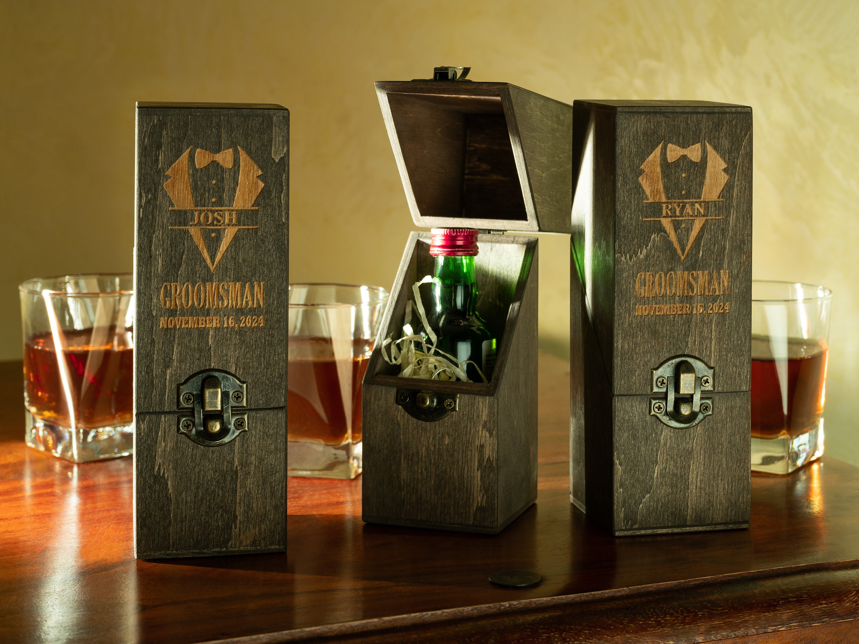 Personalized Wooden Alcohol Gift Box: Groomsmen Proposal - Etsy