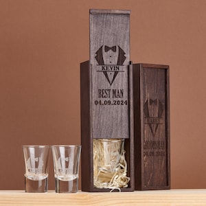 Groomsmen Gift Box set with Personalized Shot Glasses for Bridal Party Gifts, Bachelor Party gifts, Groomsman Proposal Gift Box