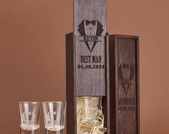 Custom Shot Glasses with gift box - Gift for Groomsman - Best Man Proposal - Groomsman Shot Glass - Wedding Party Gift - Father of the Groom
