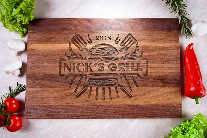 Grill Gift BBQ Gift Personalized Cutting Board, Christmas gift for Dad, Fathers day gift, Grilling Lover Gift, Grill Gift for Him, 414 image 8