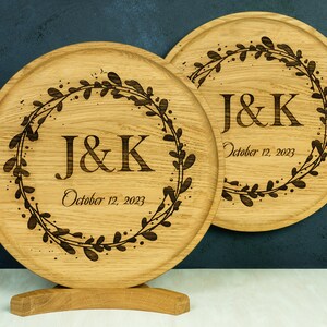 Wedding Gift for Couple Personalized-First Wedding Anniversary Gift Couple-Round Cutting Board Engraved-Couple Initial Gifts-Initial Board