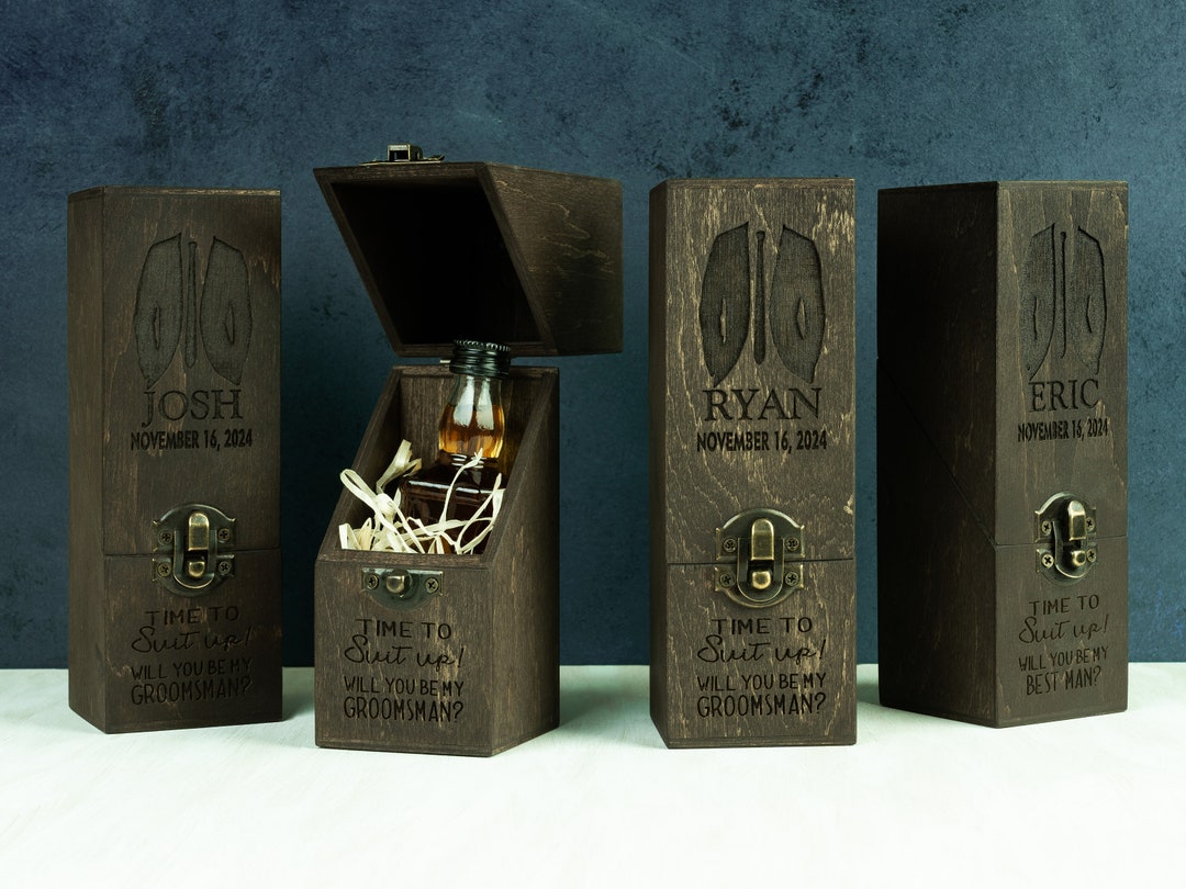 Vertical Alcohol Gift Box for Groomsmen Gift Groomsmen Etsy