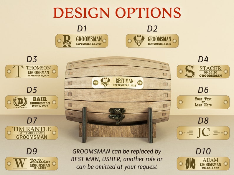 Groomsmen gift set, Engraved bourbon glasses and whiskey stones in a personalized barrel, Cool for the best man or usher image 4