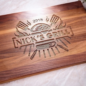 Grill Gift BBQ Gift Personalized Cutting Board, Christmas gift for Dad, Fathers day gift, Grilling Lover Gift, Grill Gift for Him, 414 image 1