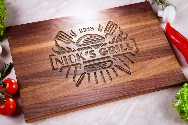 Grill Gift BBQ Gift Personalized Cutting Board, Christmas gift for Dad, Fathers day gift, Grilling Lover Gift, Grill Gift for Him, 414 image 1