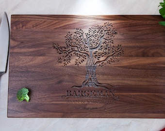 Personalized Family Tree Cutting Board: Engraved Wood Serving Board
