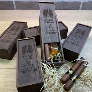 Groomsmen proposal box will you be my groomsman, Best man proposal, bachelor party, Father of bride gift, Cigar gift box, Keepsake box image 8