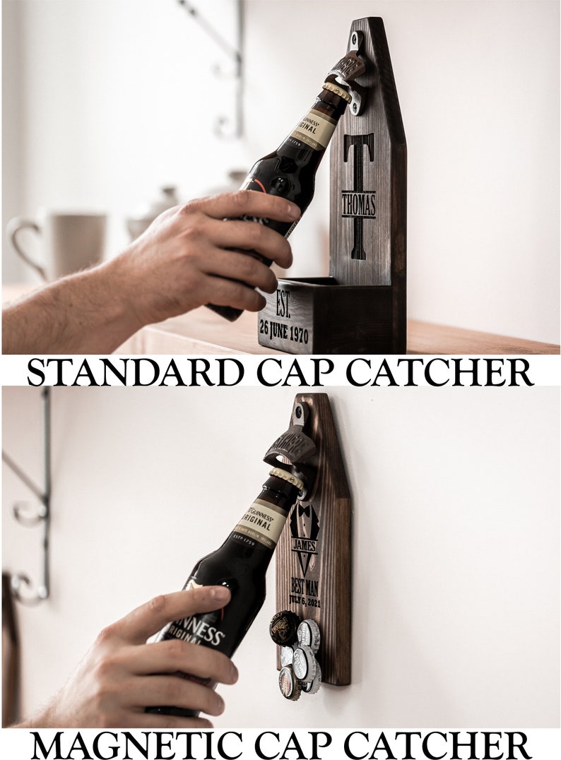 Personalized Beer Bottle Opener with cap catcher for Groomsmen gift, groomsmen proposal, Best Man Gift, Groomsmen Gifts Party Favors image 4