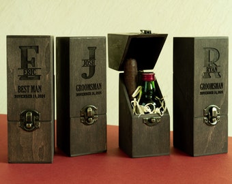 Empty Groomsman Mini Alcohol Box for Bachelor Party Gift, Personalized Groomsmen Gift Box for Groomsman Proposal Gift Custom Engraved Box