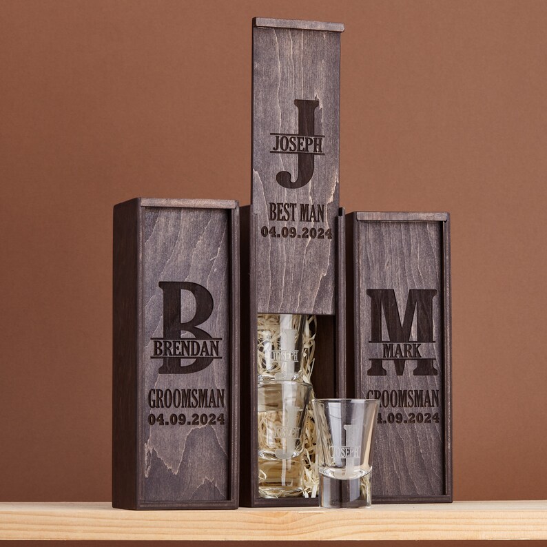 Groomsmen Gift Box, Personalized Shot Glass Set, Groomsmen Proposal, Cigar Gift Box, Bachelor party gift, Groomsman Proposal gift image 8