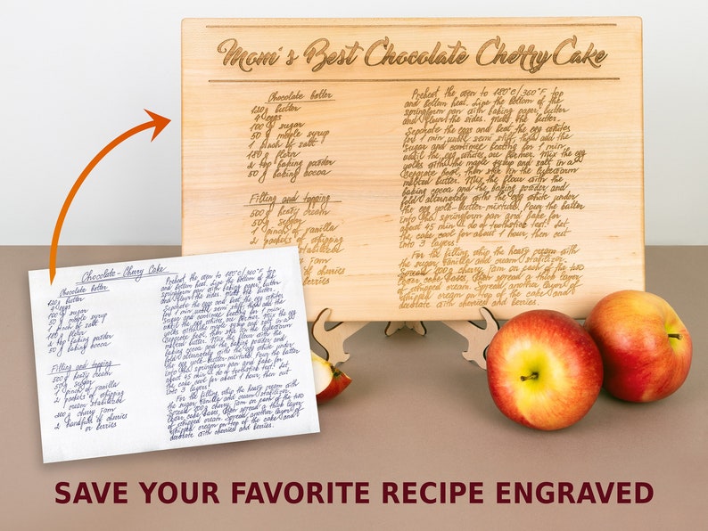 Custom Cutting Board with handwritten recipe or sketched drawing, Christmas Gift for Mom, Grandma gift, Nana gift, Recipe Cutting Board image 10