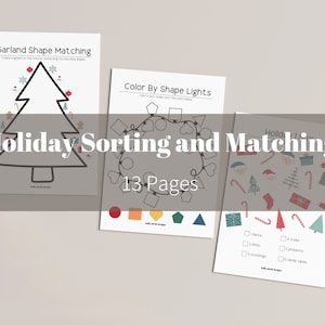 Holiday Sorting and Matching Activities Printable
