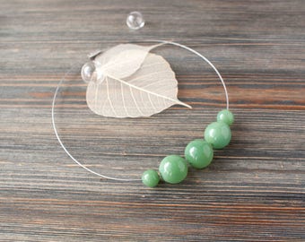 Vintage Green Glass Beads 10MM Green Jade Glass Beads Post World War II 4 Strands New Old Stock