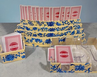 Canasta Set  6 Piece Card Racks, Tray, Deck Holder