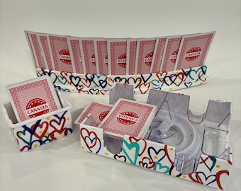 Canasta Set, Graffiti Heart Design, 3-Piece Set , Card Rack, Spinner, extra deck Holder