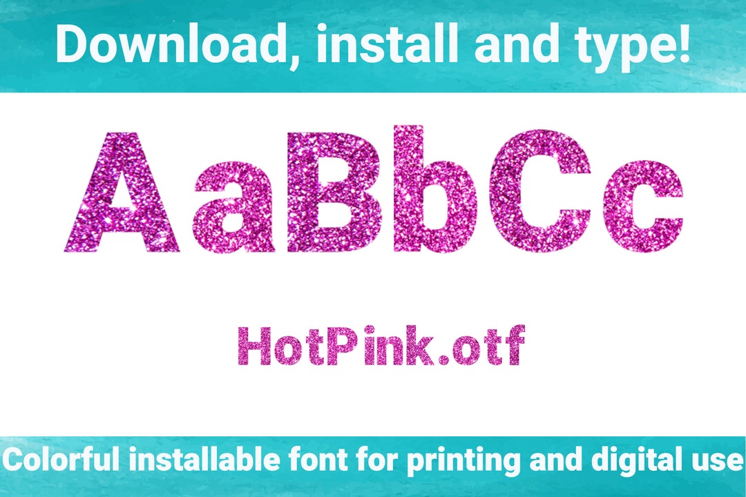 TTF/OTF, Glitter Hot Pink True Type Font, Pink Font, Sublimation