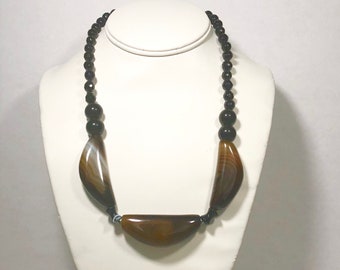 Sterling Silver Banded Agate Necklace 18"
