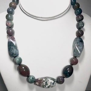 Sterling SIlver Hand-Knotted Jasper Necklace Length 18-22&quot;