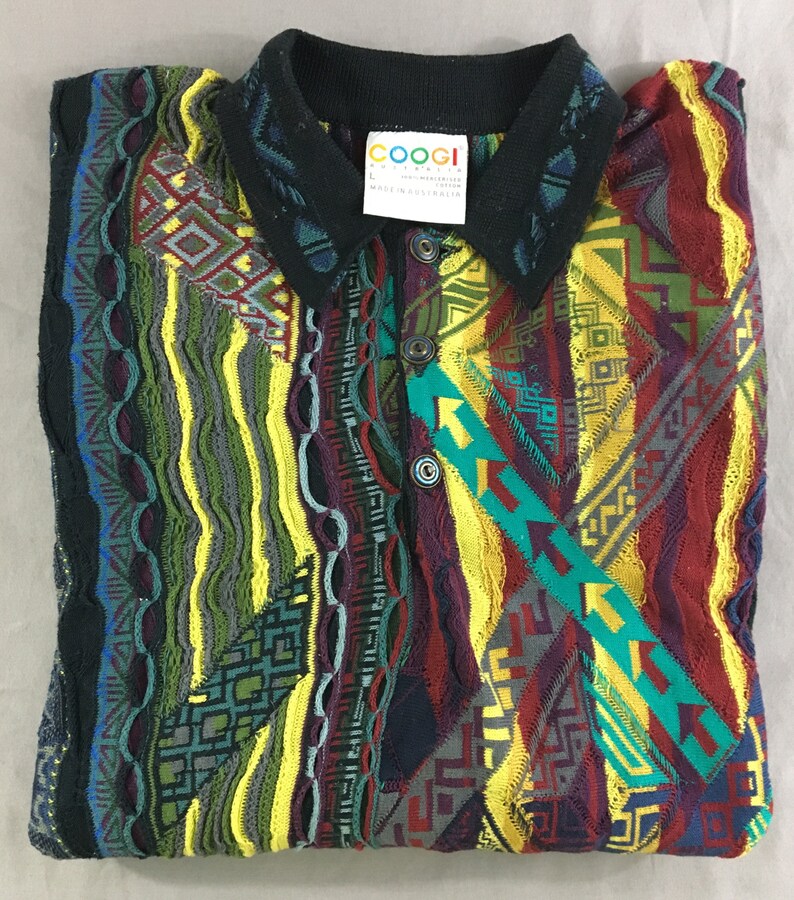 Vintage Mens Coogi Colorful Patterns Long Sleeve Polo Sweater | Etsy