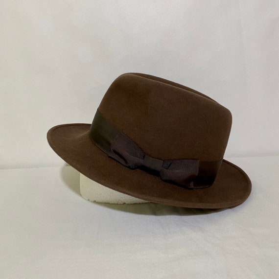 Vintage Chocolate Brown Felt Barneys New York Fedo