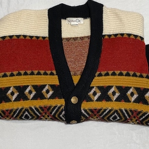 Vintage Kansai Yamamoto 02 Cardigan Zip Sweater Card Motif Made in Japan  Medium
