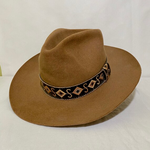 Vintage Camel Brown Felt Cowboy Western Stetson Ra