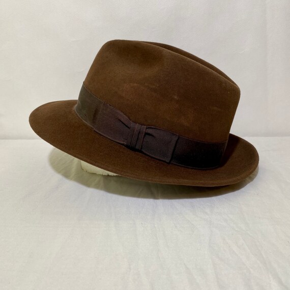 Vintage Chocolate Brown Felt Stetson Fedora Size 7