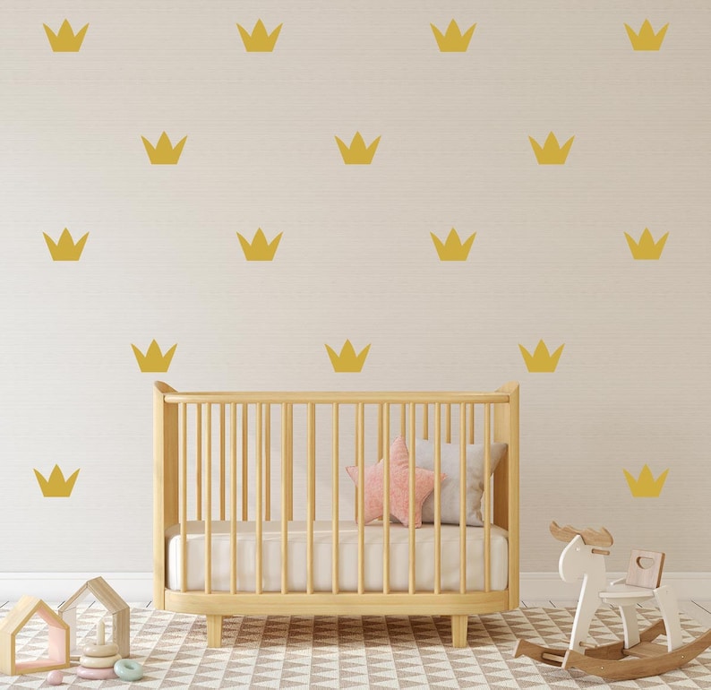 gold crown wall sticker set of 40/28 decals crown pattern | etsy