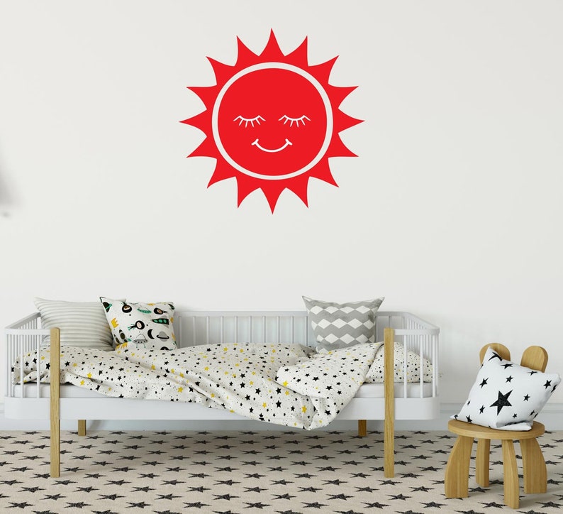 Removable WallArt Sun Art Sun Decorations Sun Decor Nursery Art Sun Vinyl Wall Art Smiling Sun Vinyl Decal Sun Sticker Kids room Art