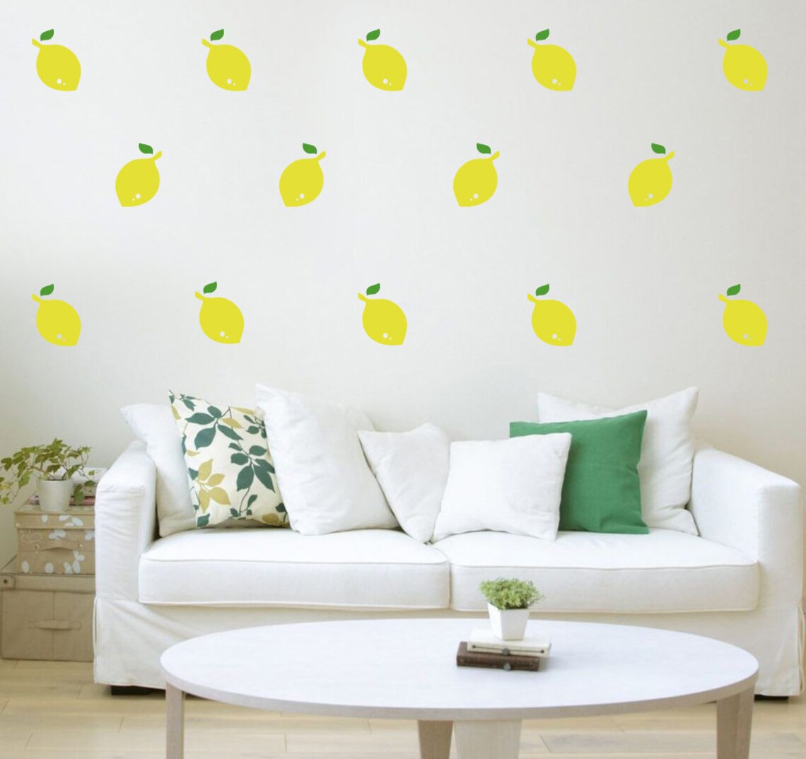 Lemon Wall Decal Lemon Wall Sticker Juicy yellow lemons Etsy