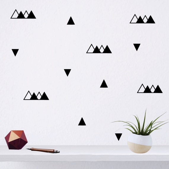 black triangle wall stickers set of 46 triangle pattern | etsy