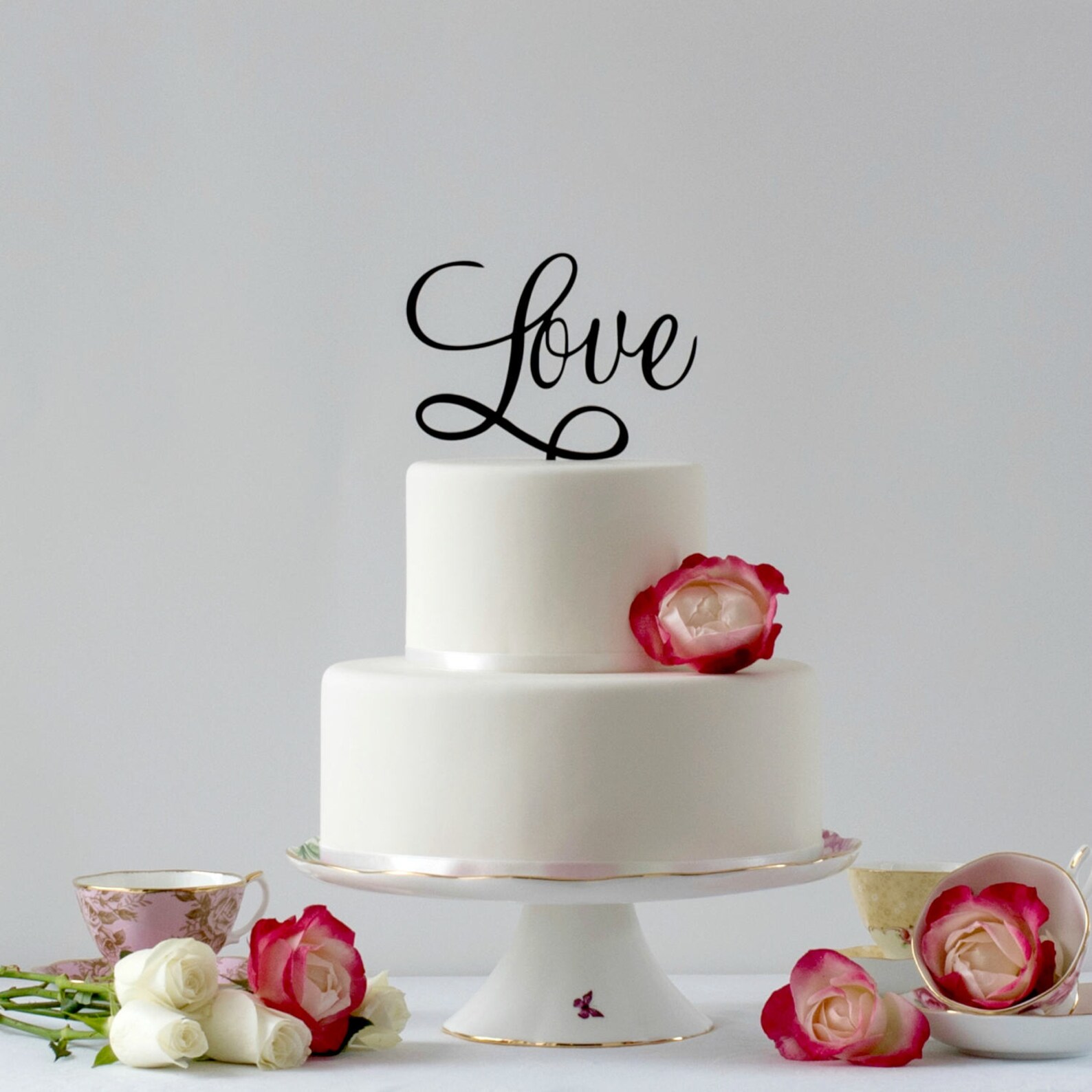 Love Cake Topper Wedding Cake Topper Modern Gold Cake Etsy