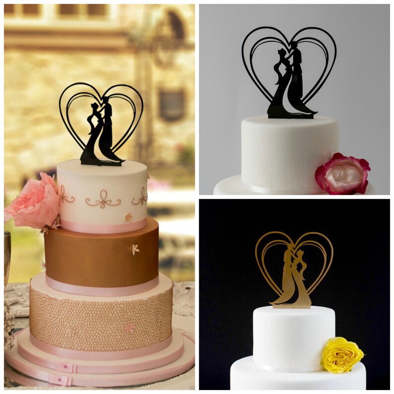 Gold Wedding Cake Topper Modern Wedding Cake Topper Etsy