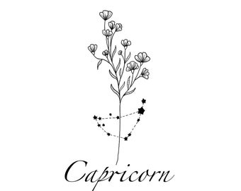 Capricorn Constellation Tattoo Babys Breath Flower Tattoo - Etsy